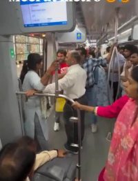 पहले बंदर घुसा और रैपिड में अब महिला से गाली गलौच